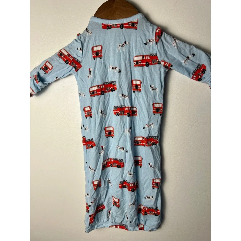 Angel Dear Fire Truck Gown Baby 0-3M Blue Bamboo Viscose Dalmatian Dog Sleeper